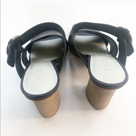 1.State Black Icendra Flared Block Heeled Mules 9 - Picture 8 of 8